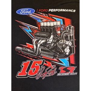 Ford Performance Men L Black Graphic T-Shirt Tony Stewart Racing 15